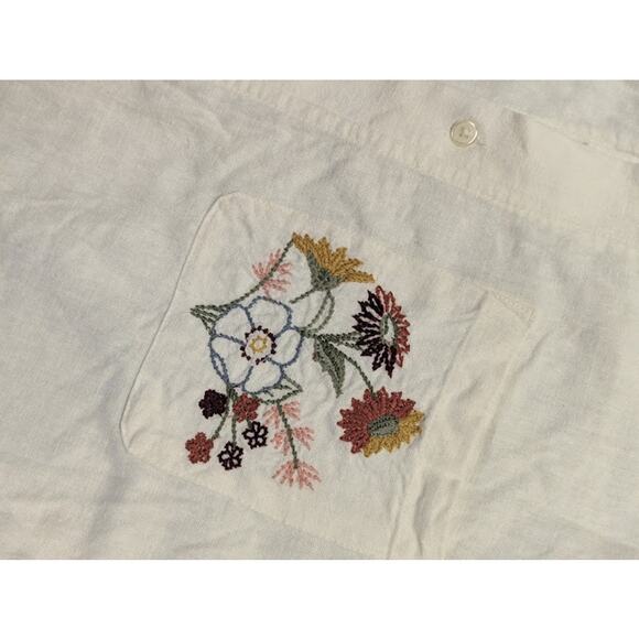 A&F Summer Linen Blend Button Up Embroidered Floral Shirt Mens XXL - Picture 4 of 10